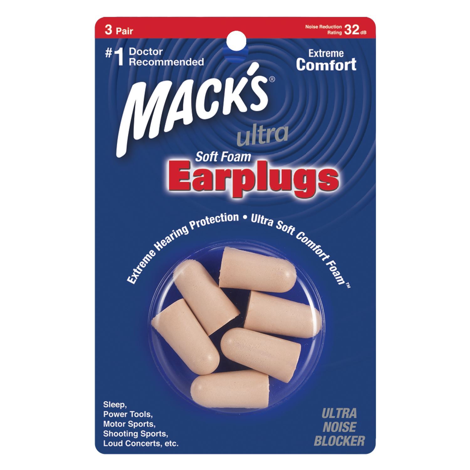 Macks Ultra Ear plugs Soft Foam Comfort Earplugs Noise Blocker Sleep Work eBay