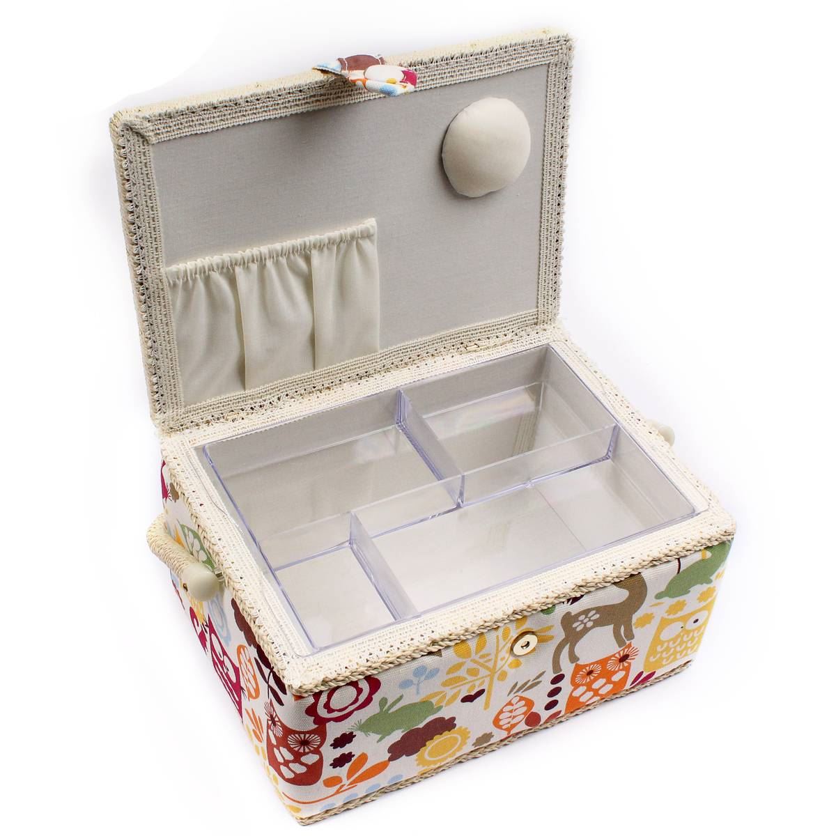 Hobbycraft Woodland Medium Fabric Sewing Box Basket Craft Storage