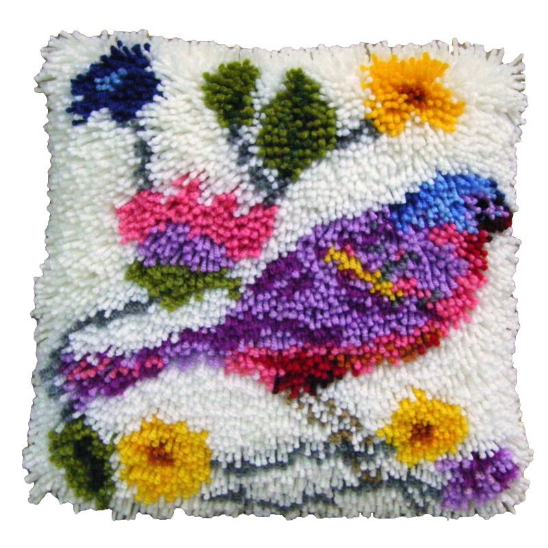 Hobbycraft Bird Latch Hook Rug Kit 30 x 30 cm 15 Bundles Yarn Canvas