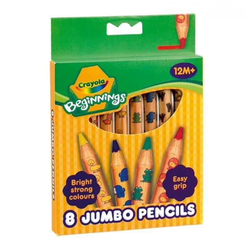 Crayola 8 Jumbo Wooden Colouring Pencils Art Craft Crayons Drawing Easy Grip eBay