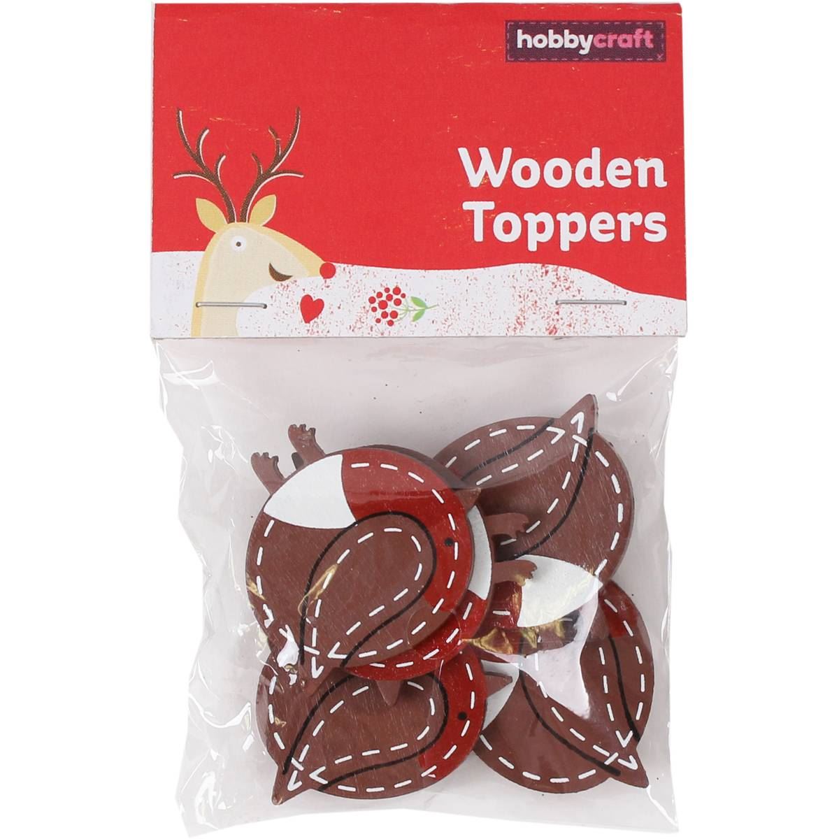 Hobbycraft Wooden Robin Embellishments 6 Pieces Toppers Christmas