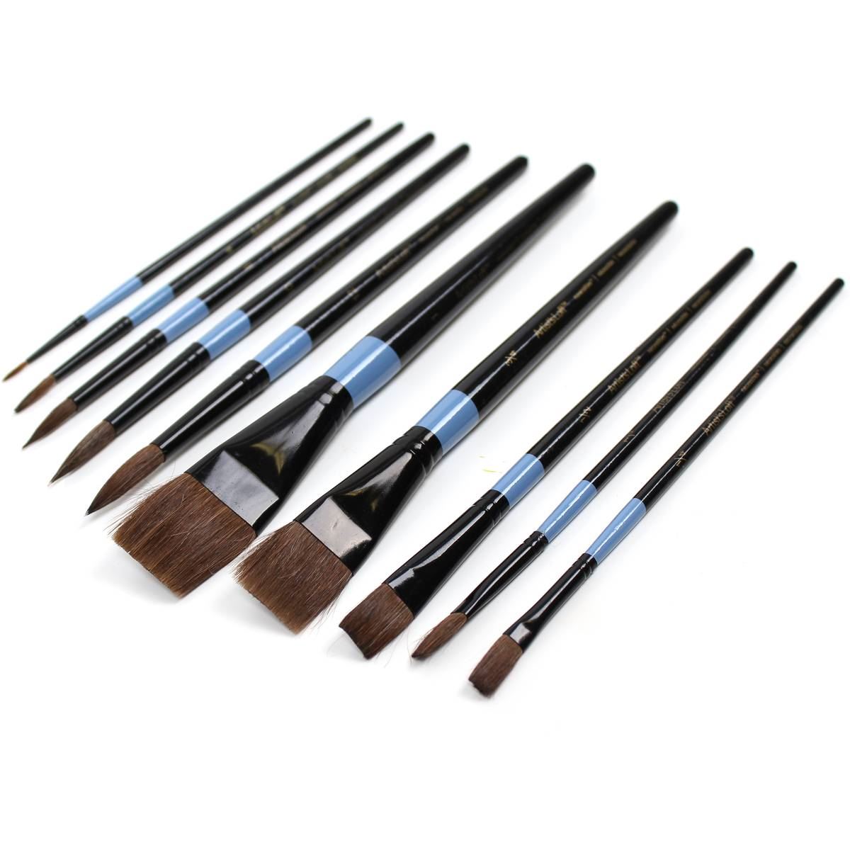 Artist's Loft Natural Hair Watercolour Brush Set 10 Pack Flat Round