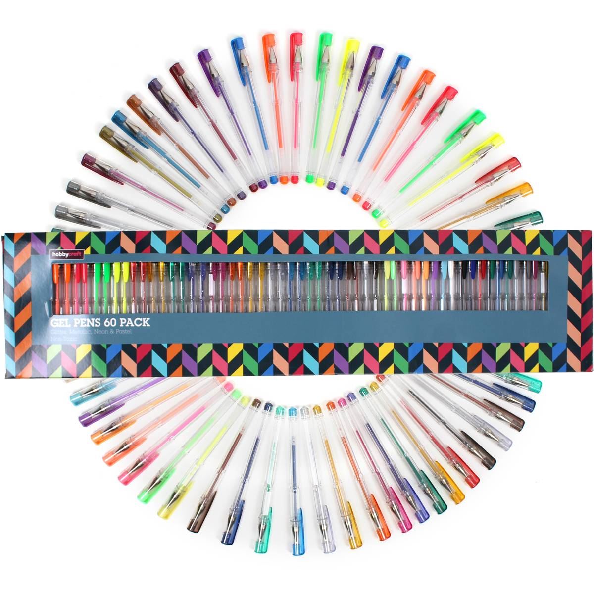 Hobbycraft Gel Pens 60 Pack Writing Drawing School Kids Craft Art