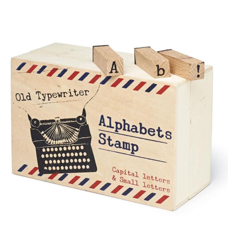 Hobbycraft Typewriter Letter Stamps Blocks Alphabet Wooden Stamp Set
