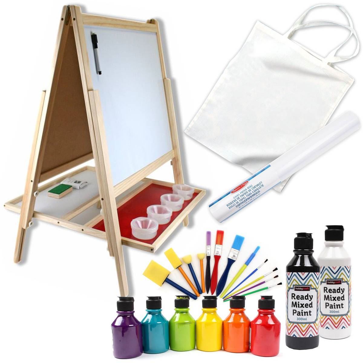 Hobbycraft Kids Easel and Painting Bundle Sketching Drawing Colouring
