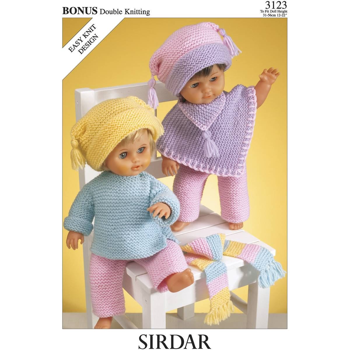 Sirdar Bonus DK Knitting Pattern Leaflet 3123 Dolls Clothing Needlecraft eBay