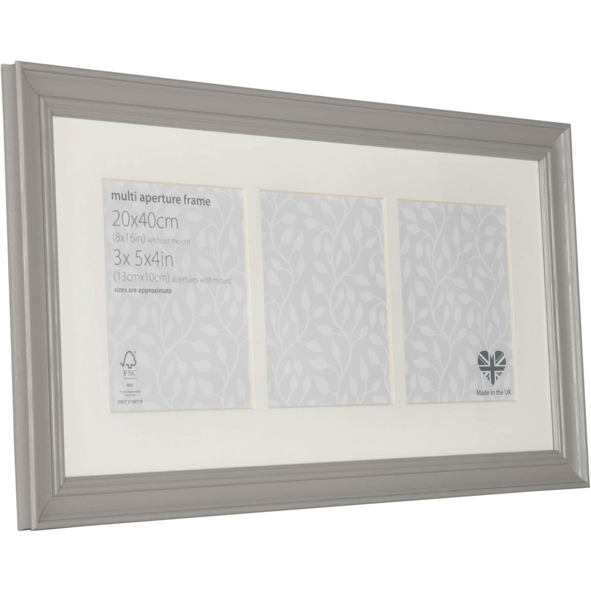 Vintage Grey Frame MultiAperture Picture Photo Wooden Holder Display