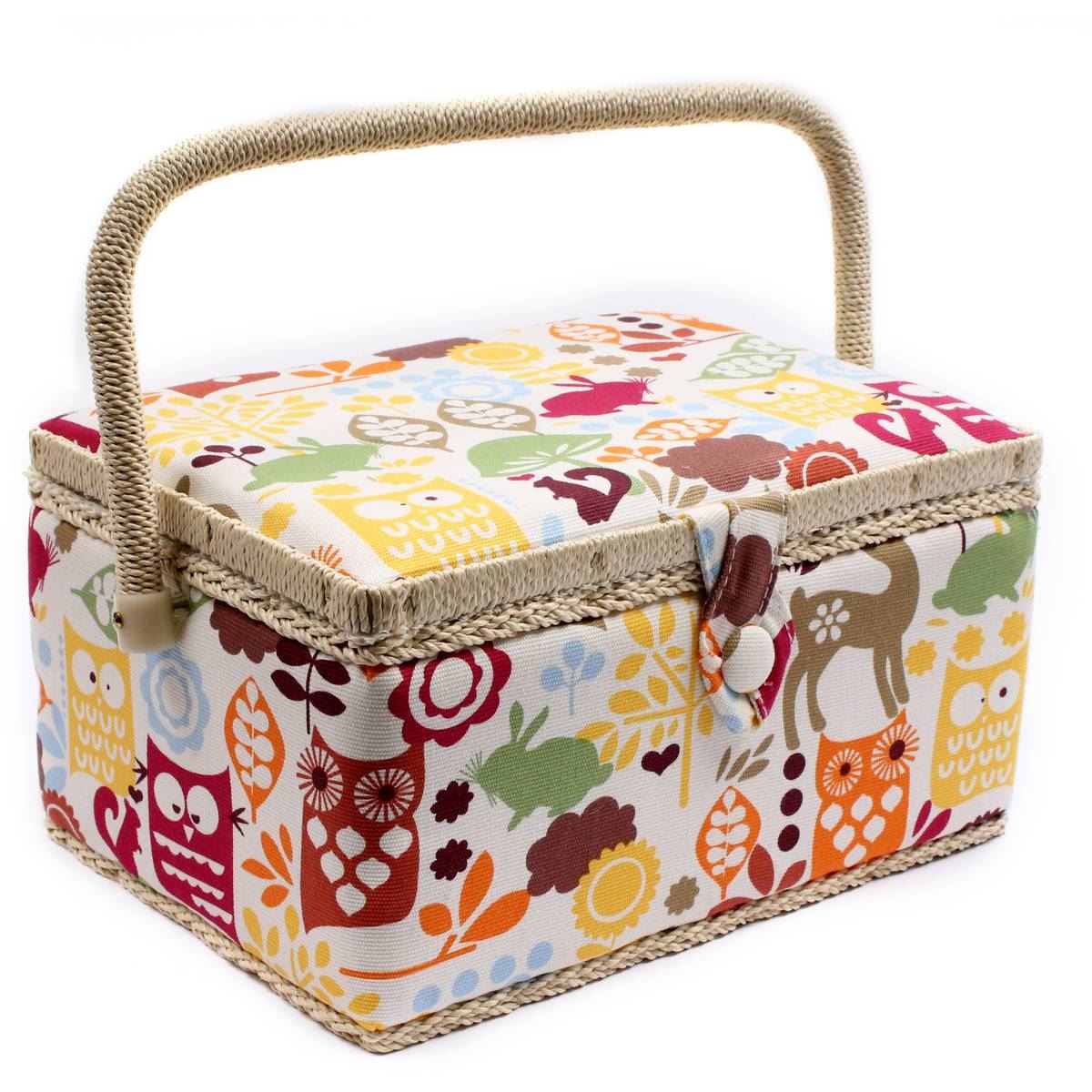 Hobbycraft Woodland Medium Fabric Sewing Box Basket Craft Storage Organizer Case eBay