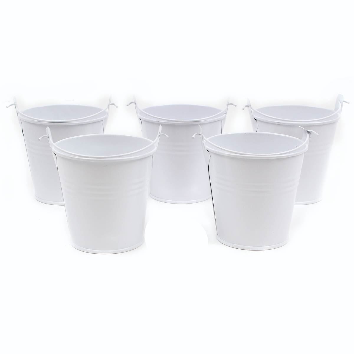 5 White Metal Buckets Multi Pack Bundle Party Wedding Favours Bulk Buy