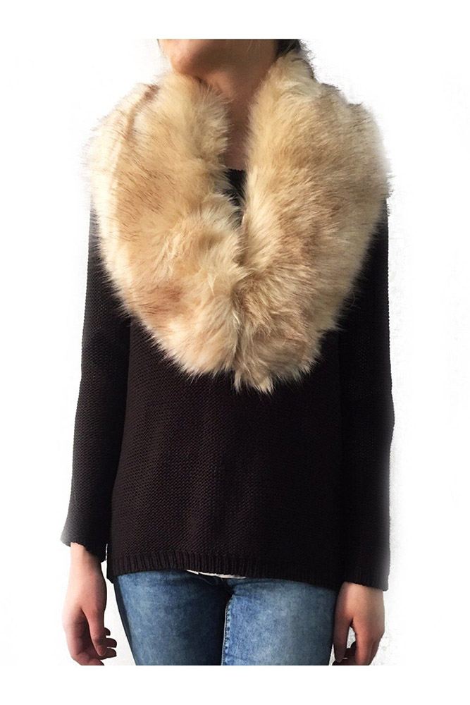 NEW LADIES FAUX FUR TWISTED SHOULDER NECK WINTER WARMER TIPPET LAYER