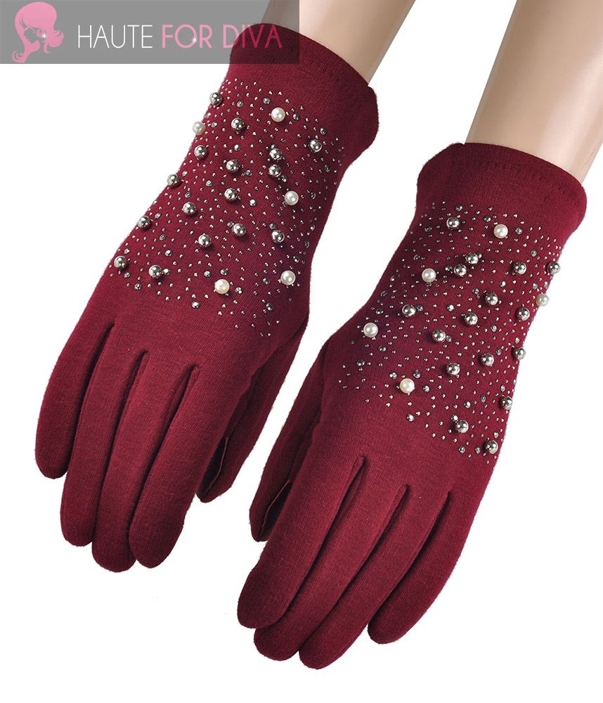 WOMEN’S LADIES ELEGANT SHINING PEARLS TOUCH FINGER WARM