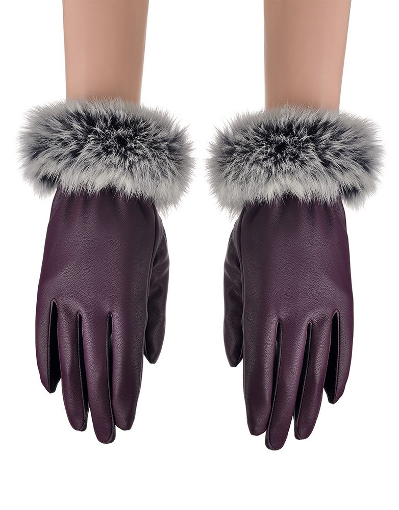 NEW LADIES ONE SIZE FLUFFY REAL RABBIT FUR CUFFS LEATHER LINING GLOVES