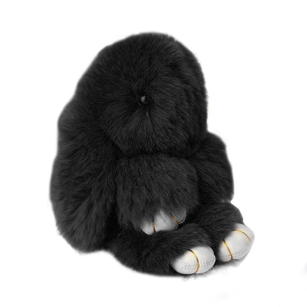 NEW LOVELY KEYRING GENUINE FLUFFY RABBIT FUR BUNNY KEYCHAIN HANDBAG