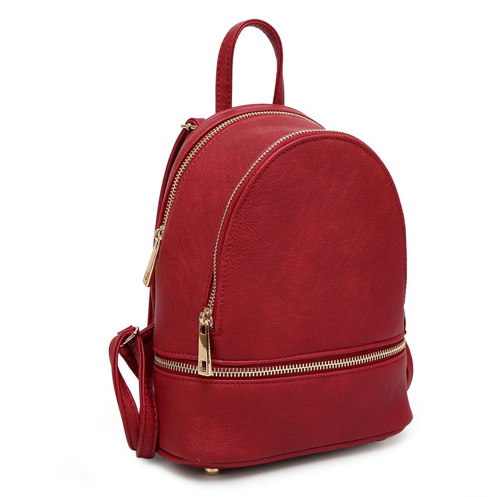 Womens Chic Faux Leather Backpack Soft Lining Zip Detail Casual Ladies