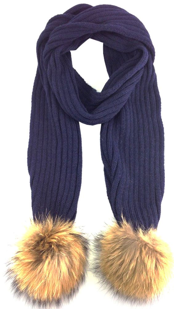 NEW DOUBLE REAL FUR FLUFFY POM POM WINTER SCARF KNITTED SHAWL eBay