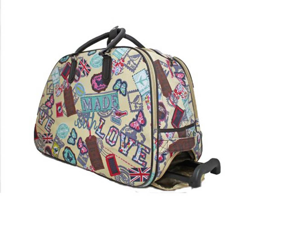 Nouveau femme london style imprimé vacances à roues poignée valise sac de voyage holdall