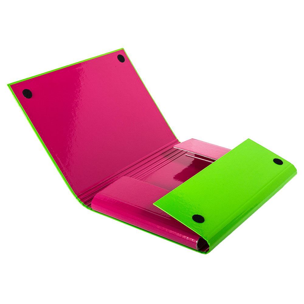 Set of 3 Files Box + 2 Folders Velcro & Elastic Band Cardboard School