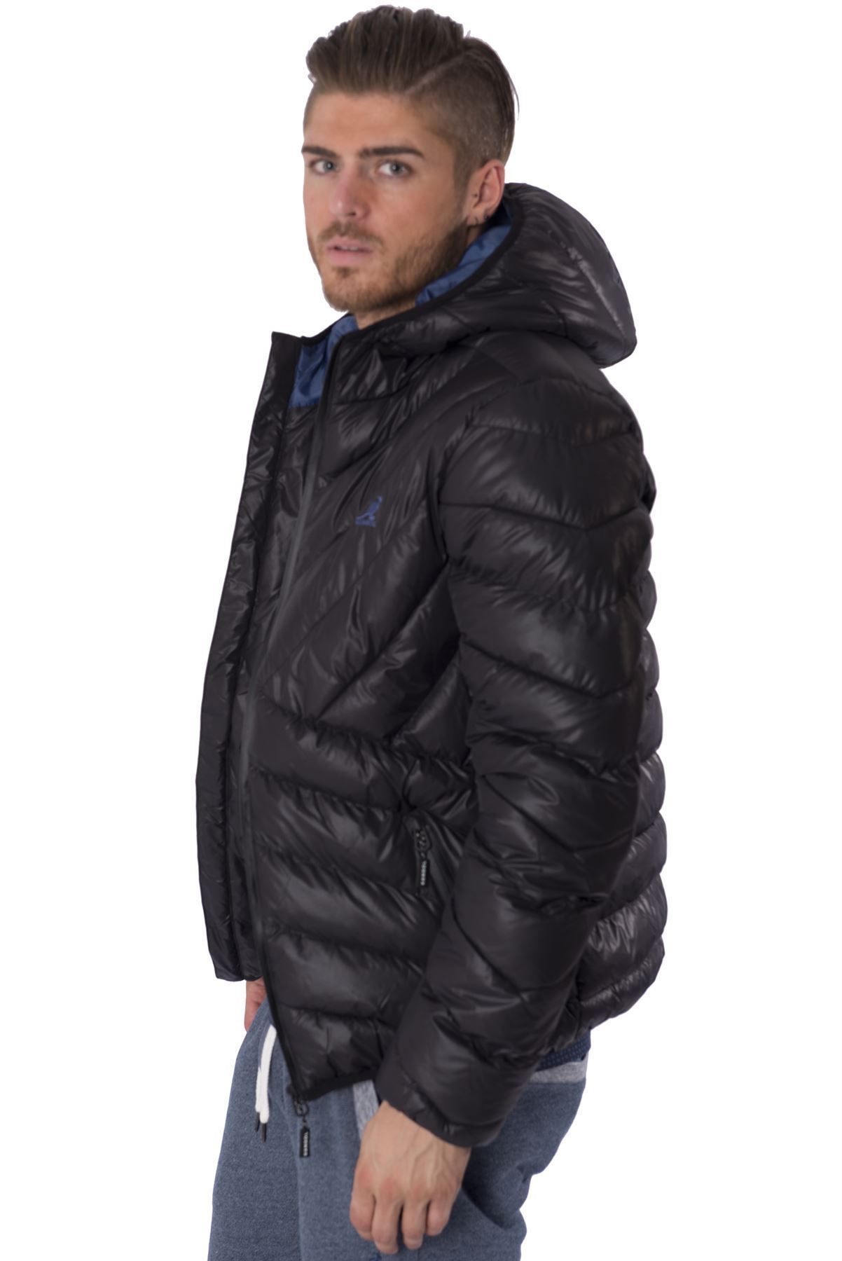 Kangol Mens Quilted Puffer Zip up Jacket Streetwear Hooded