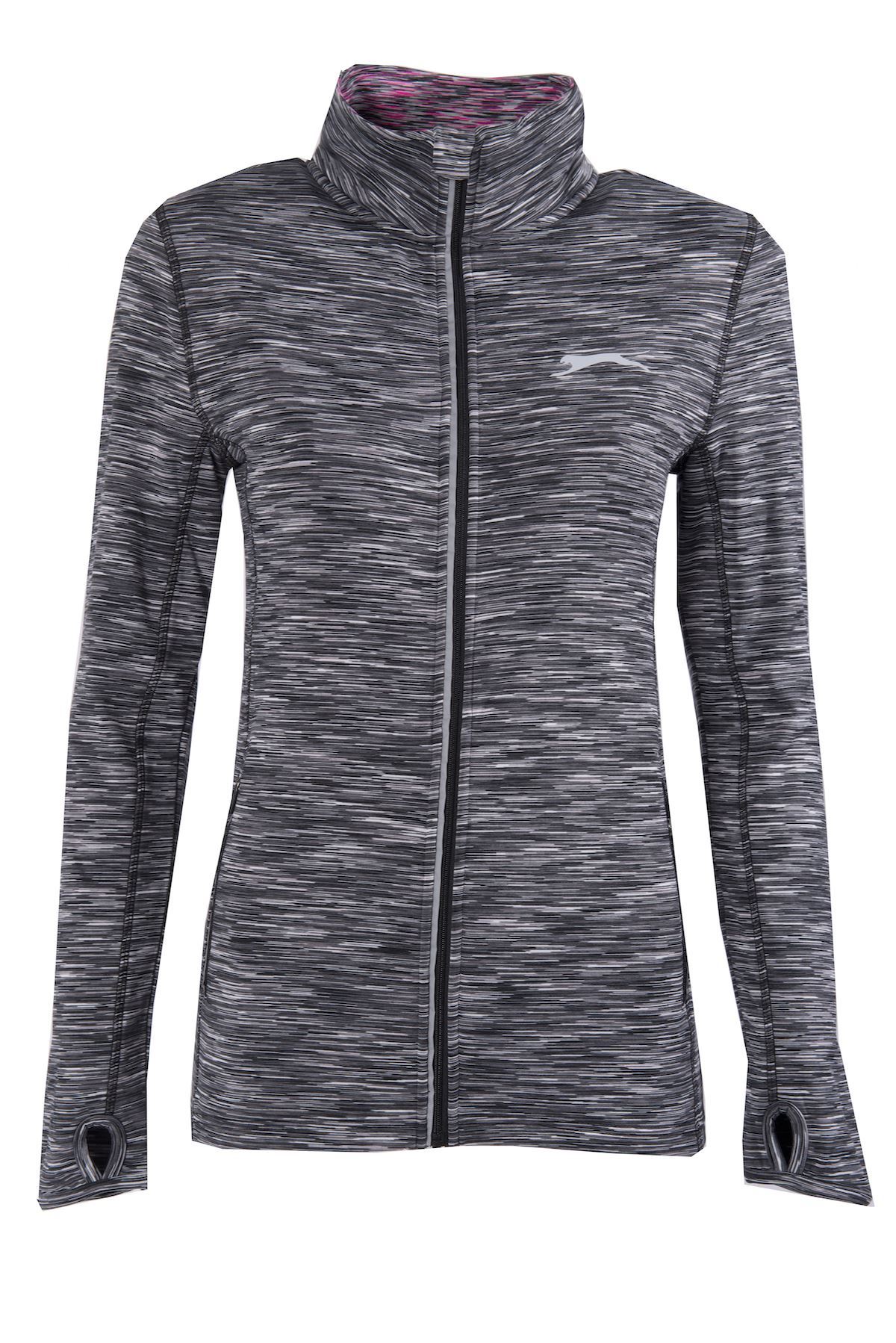 SLAZENGER WOMENS ZIP UP JACKET LADIES SPORTS ACTIVEWEAR FUNNEL NECK TOP
