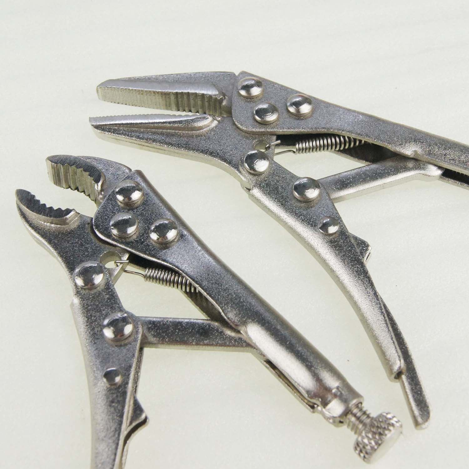 417106 3Pack Mini Locking Grip Pliers Set Vise Long Nose Jaws Clamp
