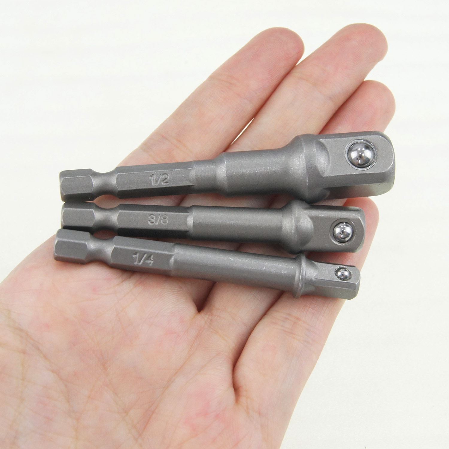 3pcs Socket Adapter Hex Shank 1/4",3/8",1/2" Impact Drill BIts Driver