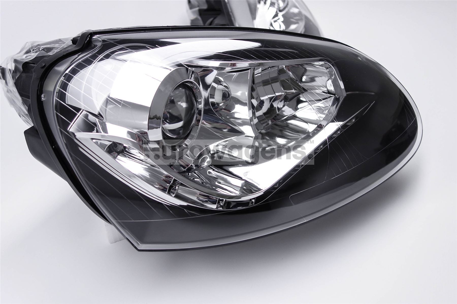 VW Jetta MK3 Golf MK5 Black Xenon LED DRL Headlamps Headlights Set Pair