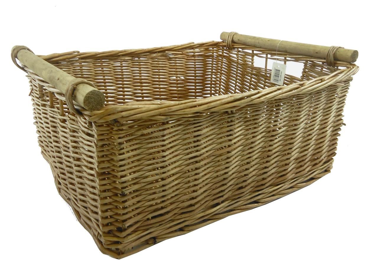 Large Deep Kitchen Log Full Wicker Storage Handle Xmas Empty Gift