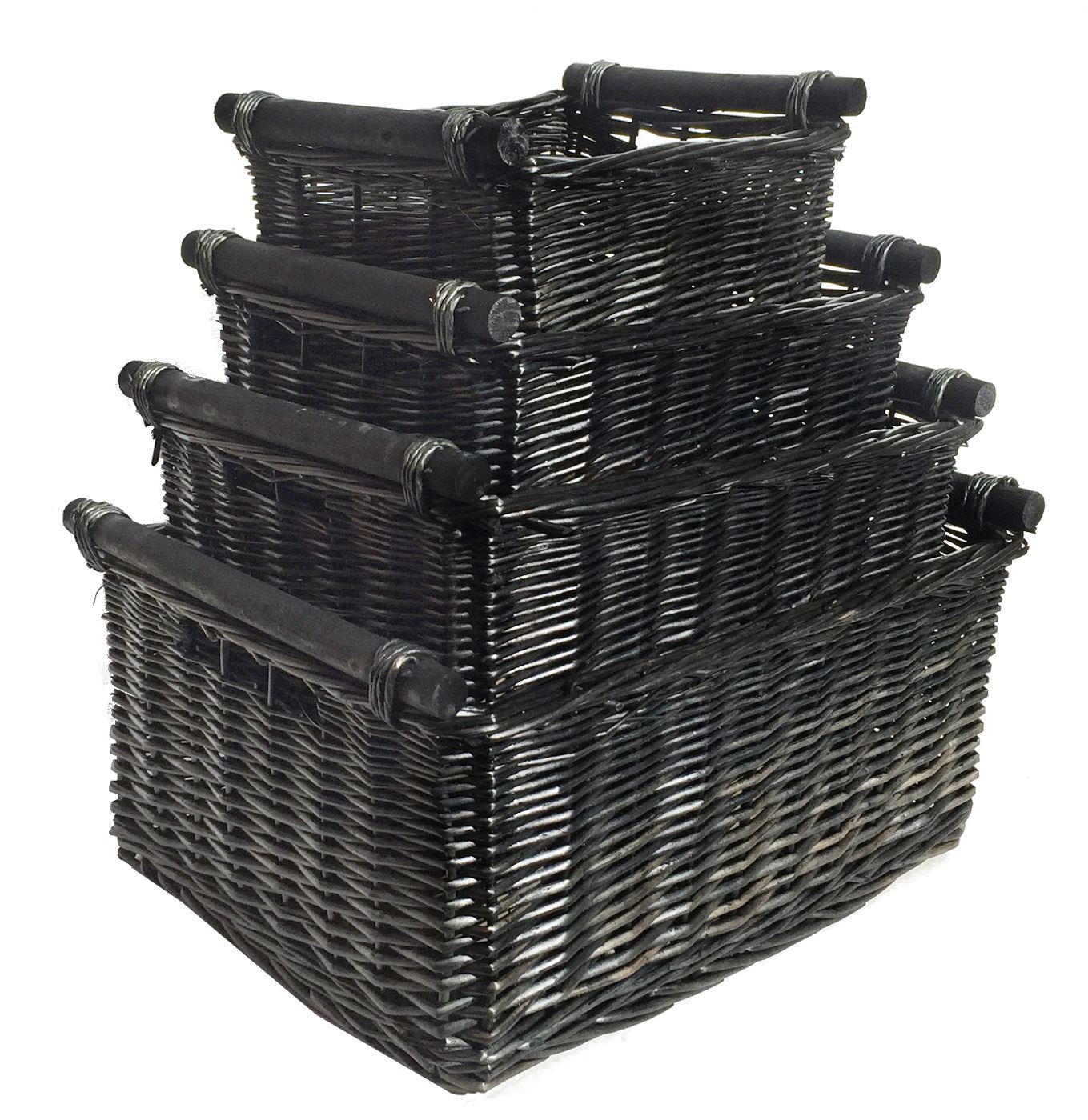 Large Wicker Log Basket Storage Logs Firewood Fireplace Wood Carrier