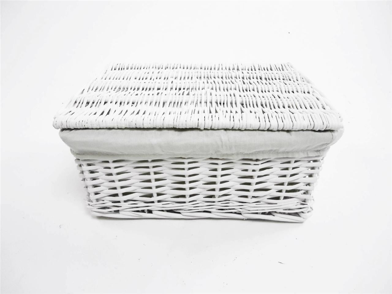 Black White Grey Lidded Wicker Storage Toy box Empty Xmas Hamper Basket