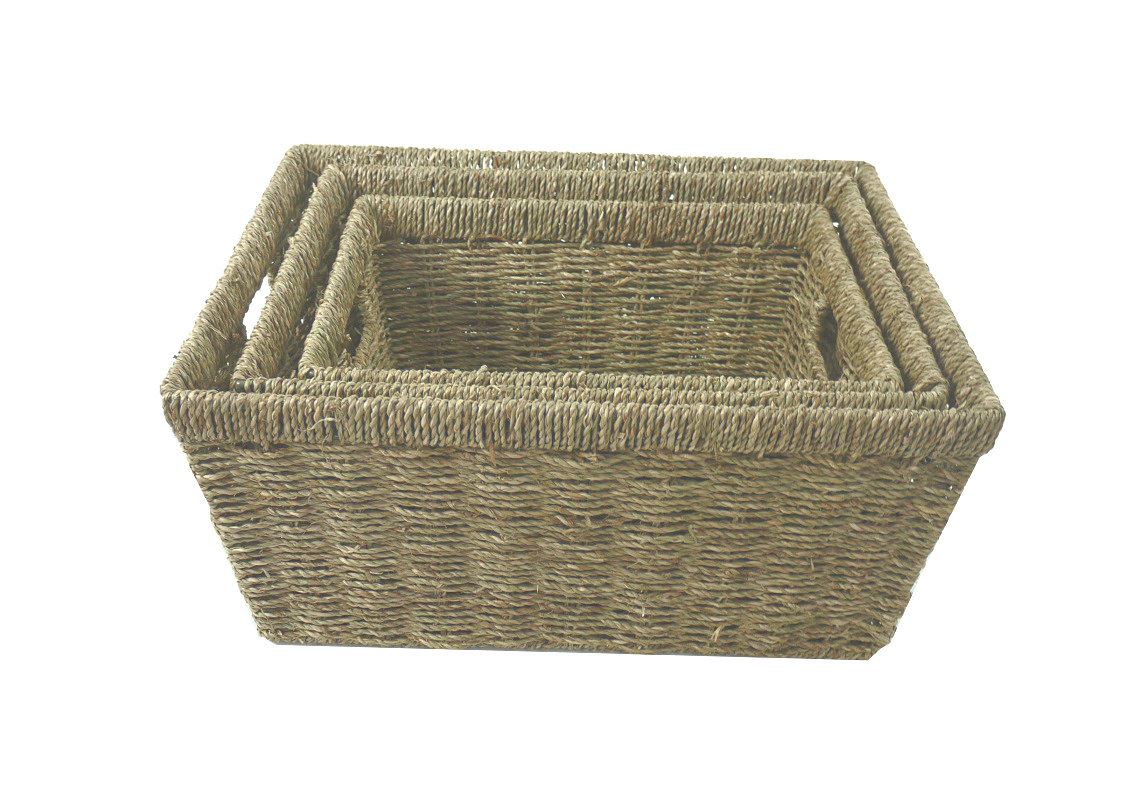Strong Metal Frame Seagrass Deep Rectangle Kitchen Storage Empty Hamper