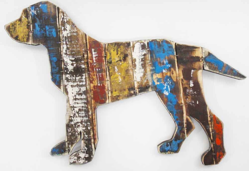 Wood Wall Art Sculpture Picture – Shabby Chic Vintage Dog | eBay