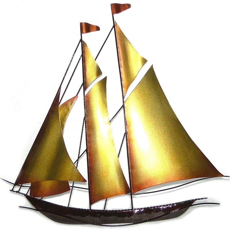 New Contemporary Metal Wall Art Decor Sculpture Sunshine Sailboat