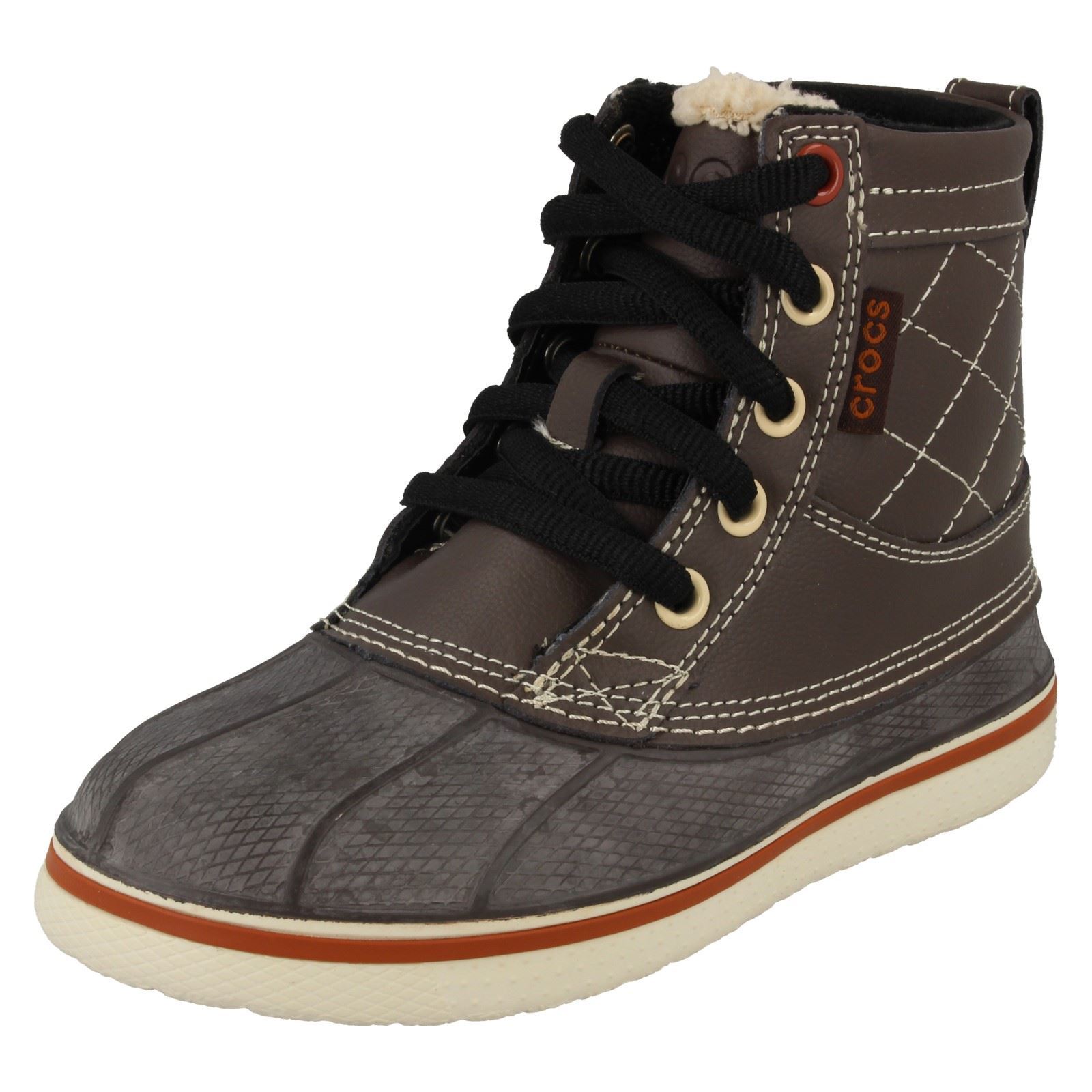 Childrens Crocs Faux Fur Lined Boots Style Allcast Duck eBay