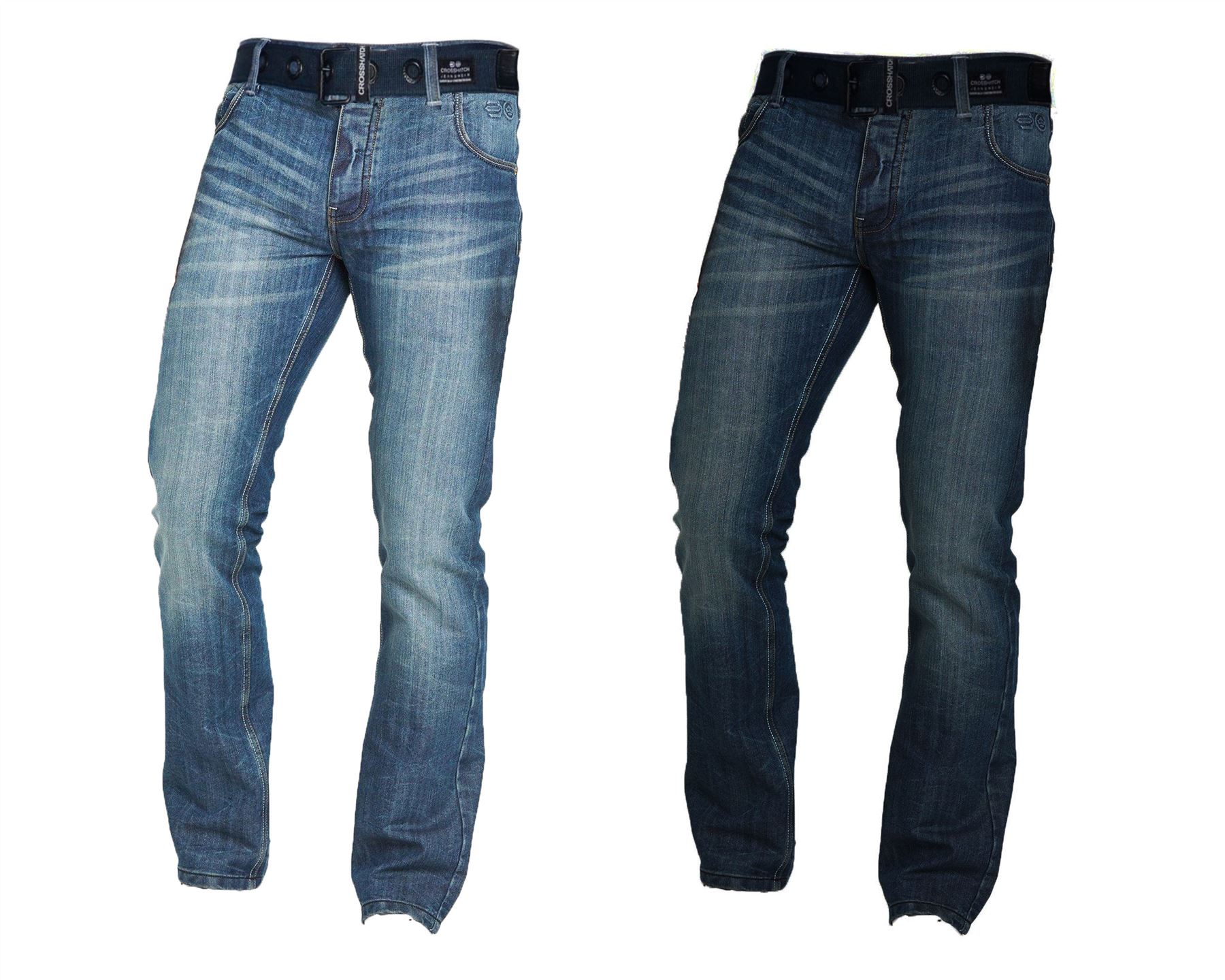 Dark Wash Mens Crosshatch Straight Leg Fit Denim Jeans /'Newport New/'