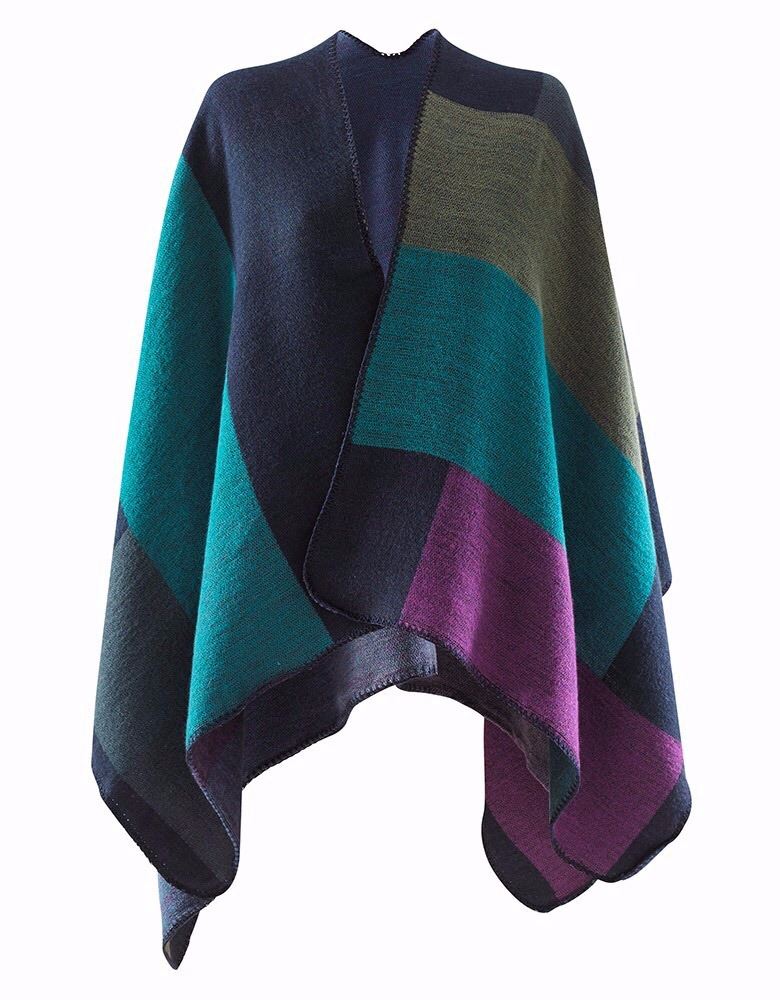 NEW LADIES WOMENS WOOL MULTI COLOURED BRUSHED BLANKET CAPE SHAWL eBay