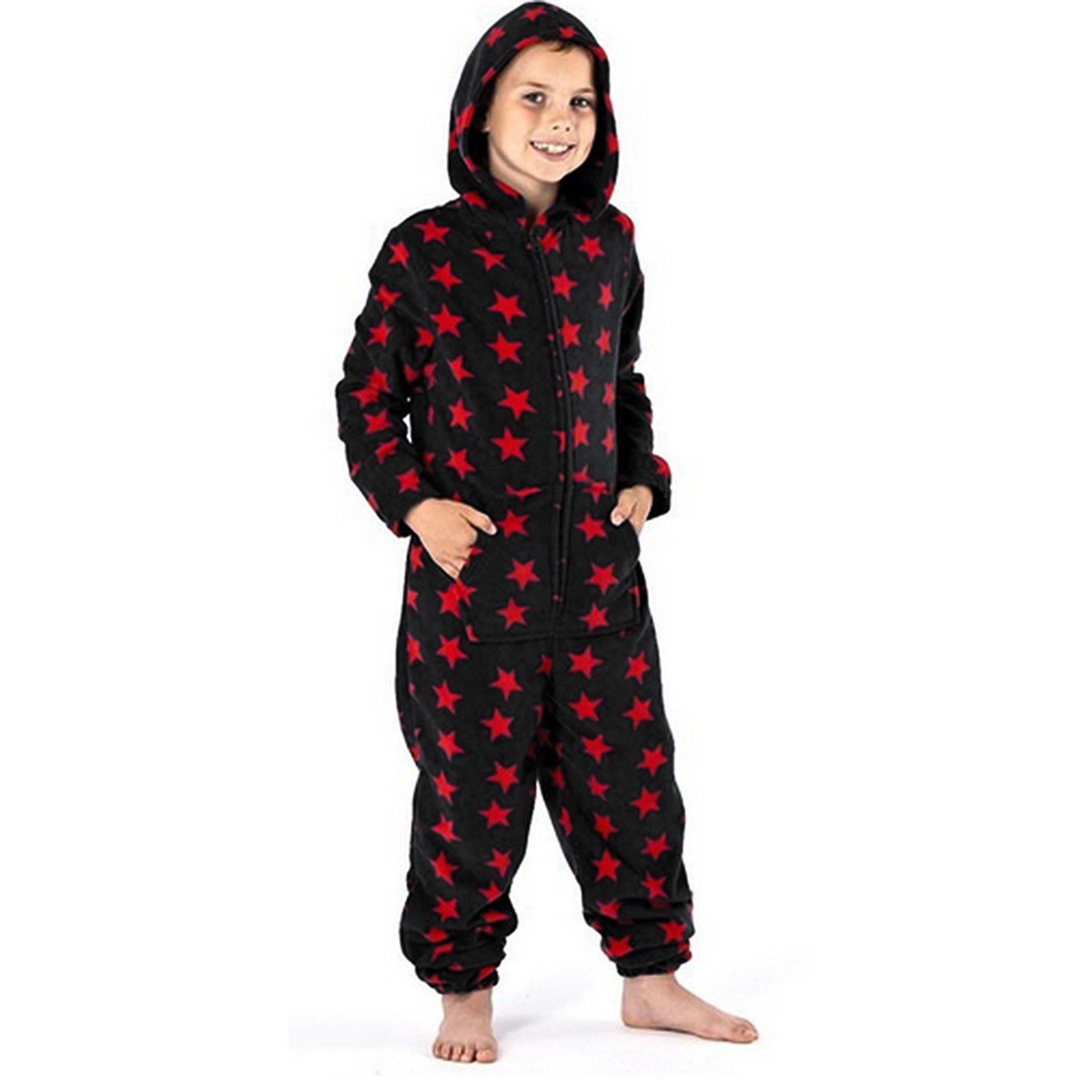 BOYS ALL OVER PRINT SOFT FLEECE ONESIE COMIC FOOTBALL SKULL STAR 3 13