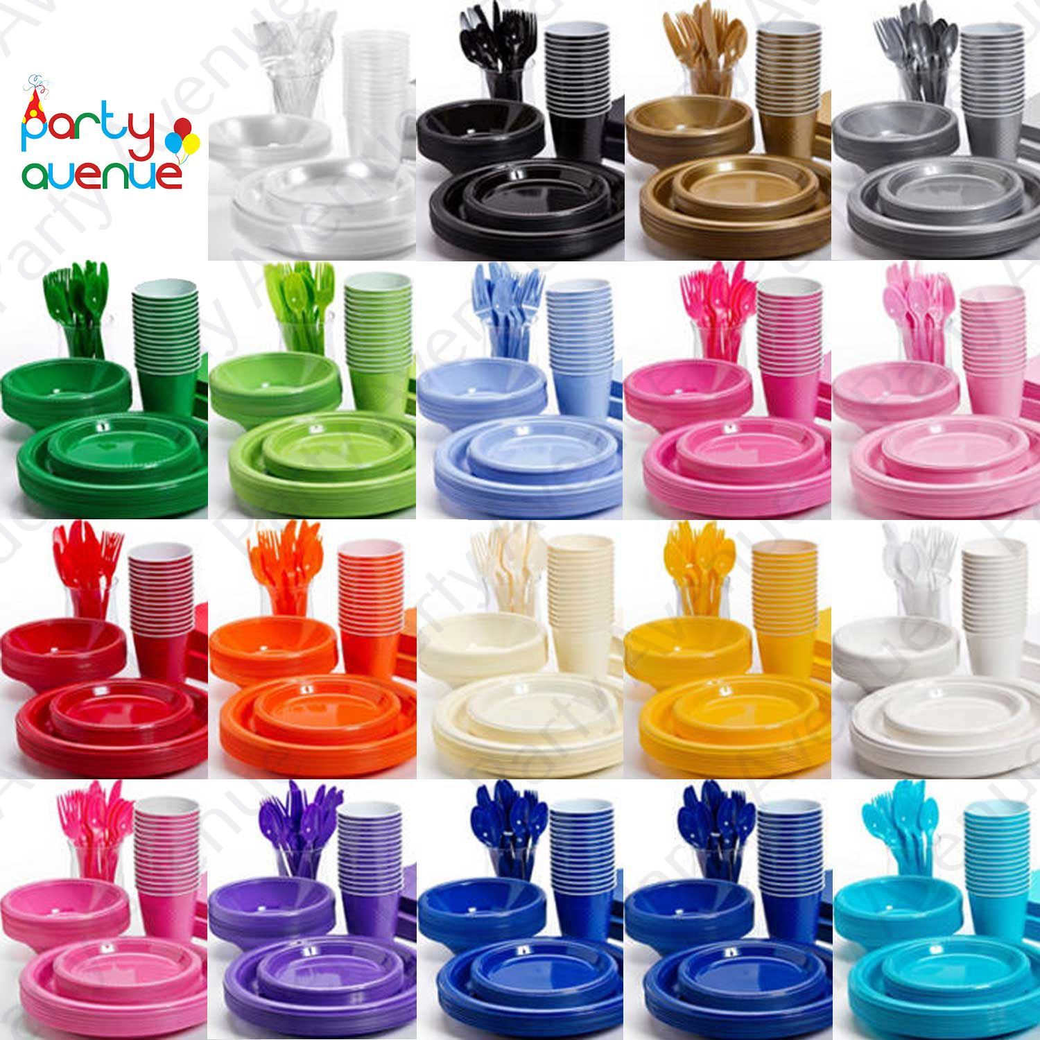 Coloured Plastic Party Tableware Birthday Wedding Catering Event Amscan