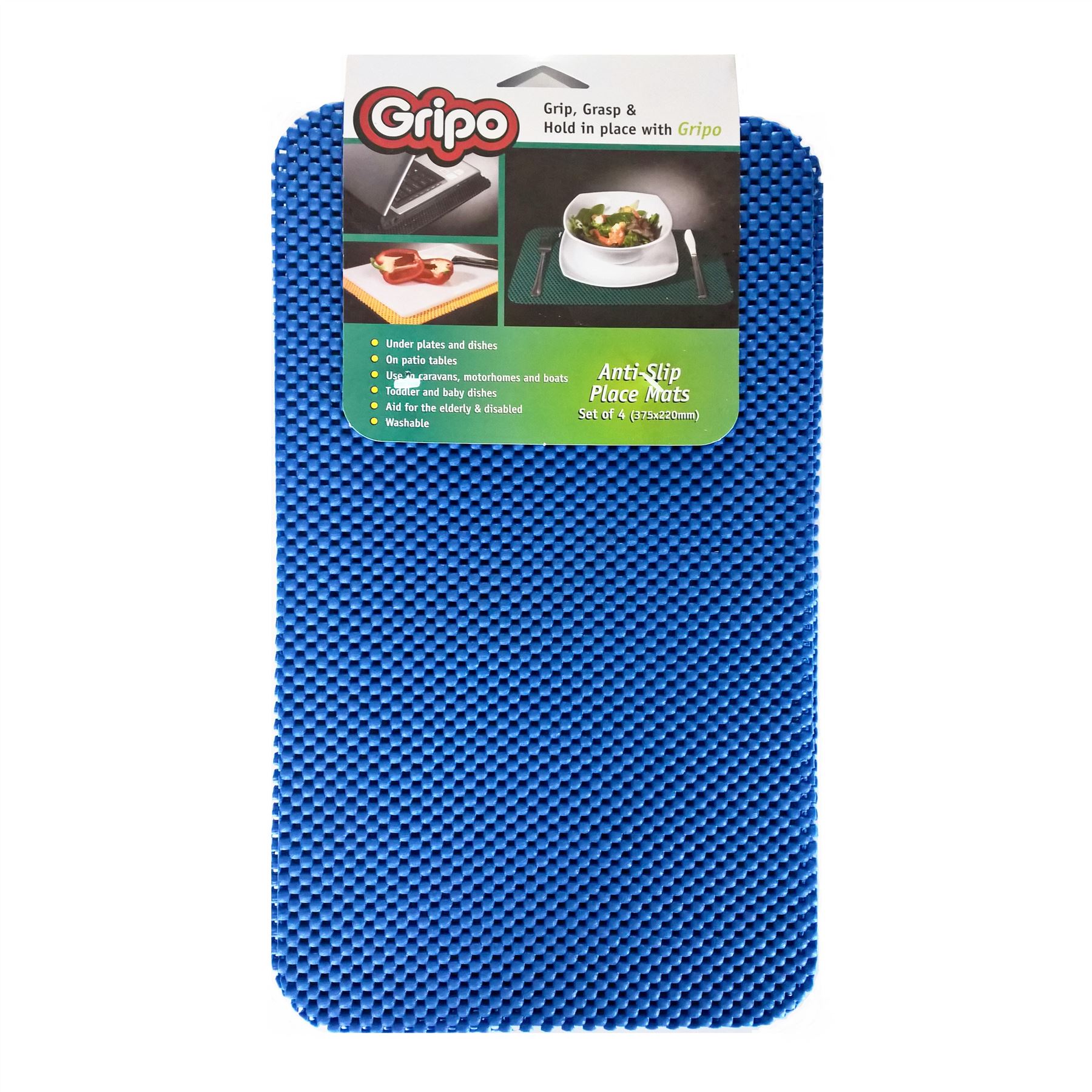 Gripo 4x Anti Slip Placemats Grip Stops Plates Dishes Slipping NonSlip Mat