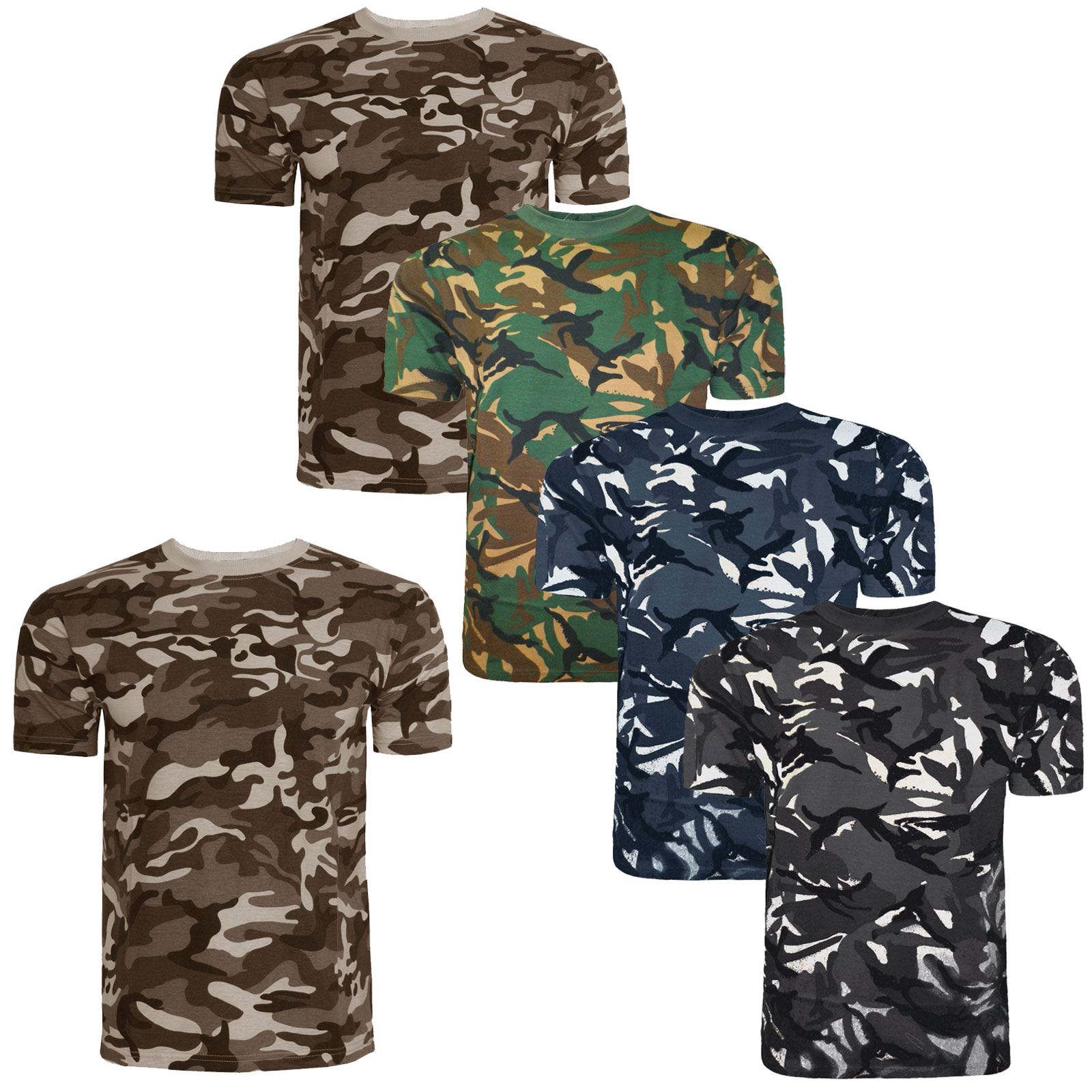 KIDS CAMOUFLAGE T SHIRT MILITARY HUNTING FISHING CAMO ARMY COMBAT TOP