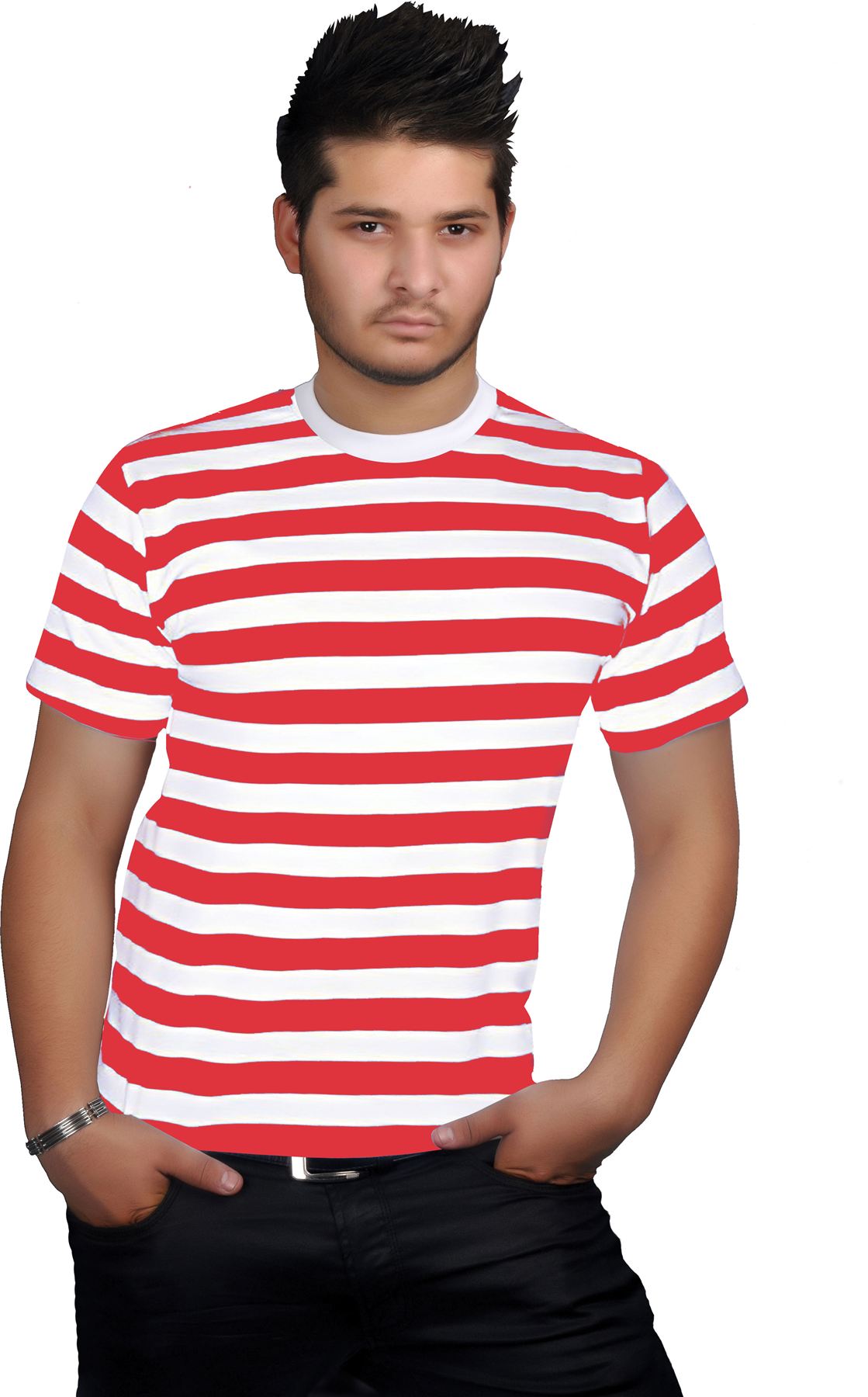 mens red and white tshirt