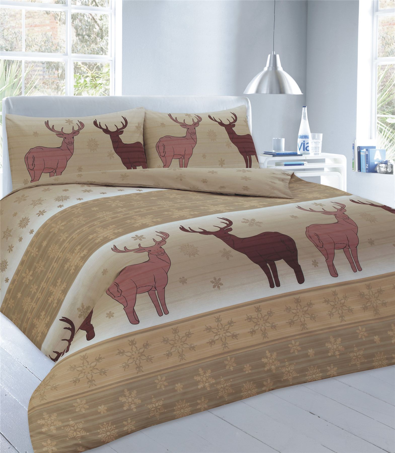XMAS DUVET COVER WITH PILLOW CASE NOVELTY REINDEER CHRISTMAS QUILT