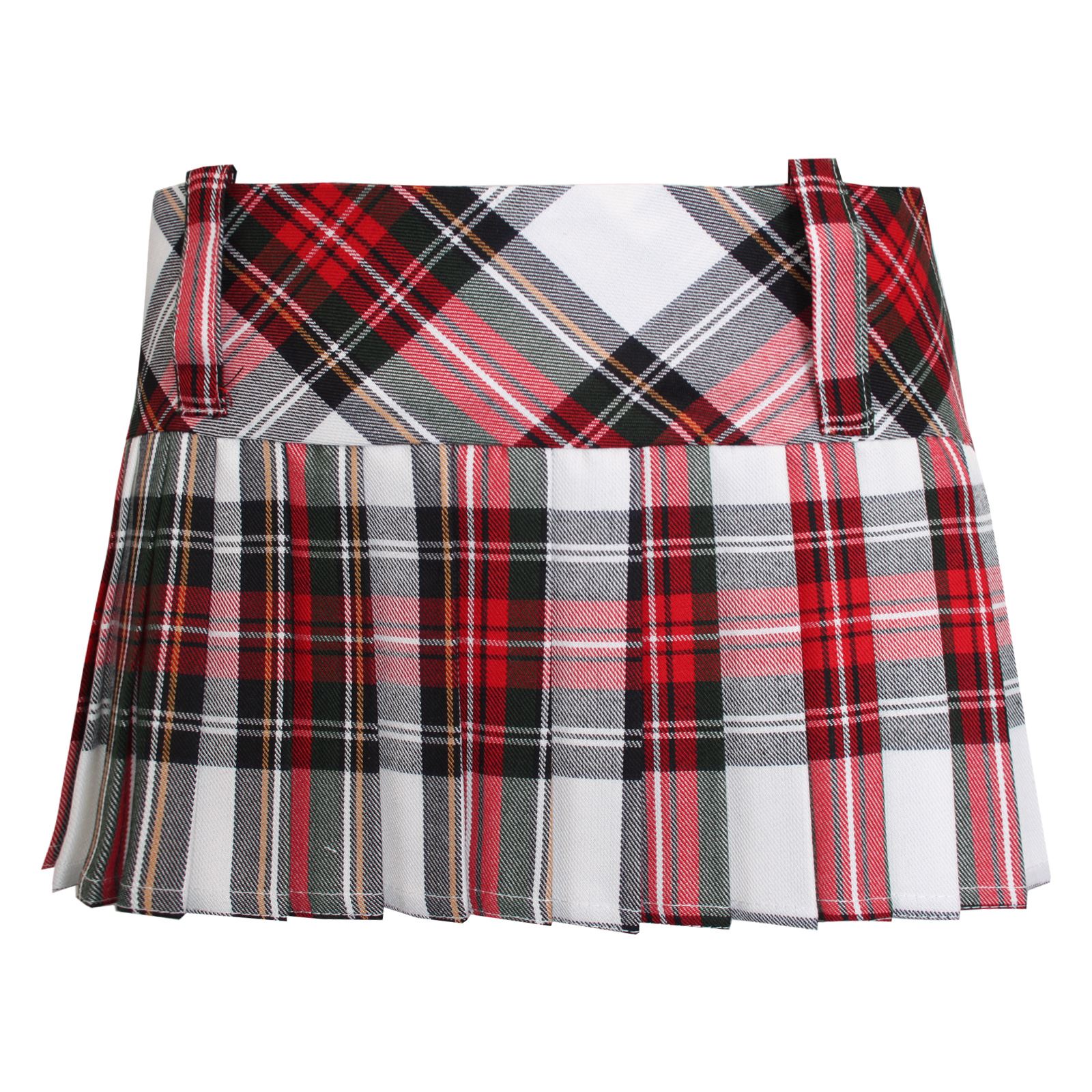 WOMENS GIRLS 9” TARTAN SKIRT PLEATED SKATER KILT LADIES MICRO MINI