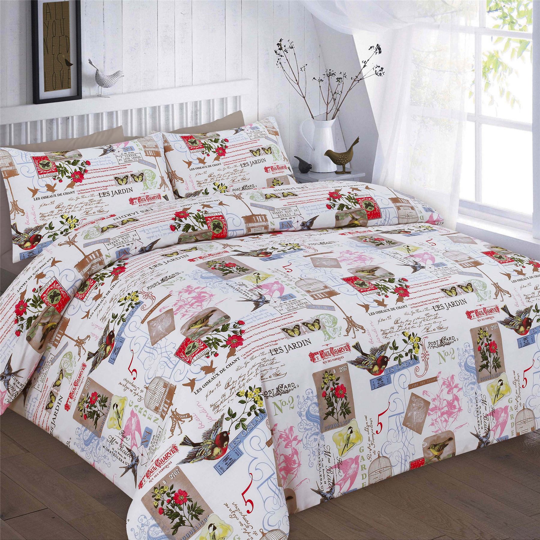 PRINTED DUVET QUILT COVER POLYESTER COTTON BUTTERFLY BEDDINGS PILLOW