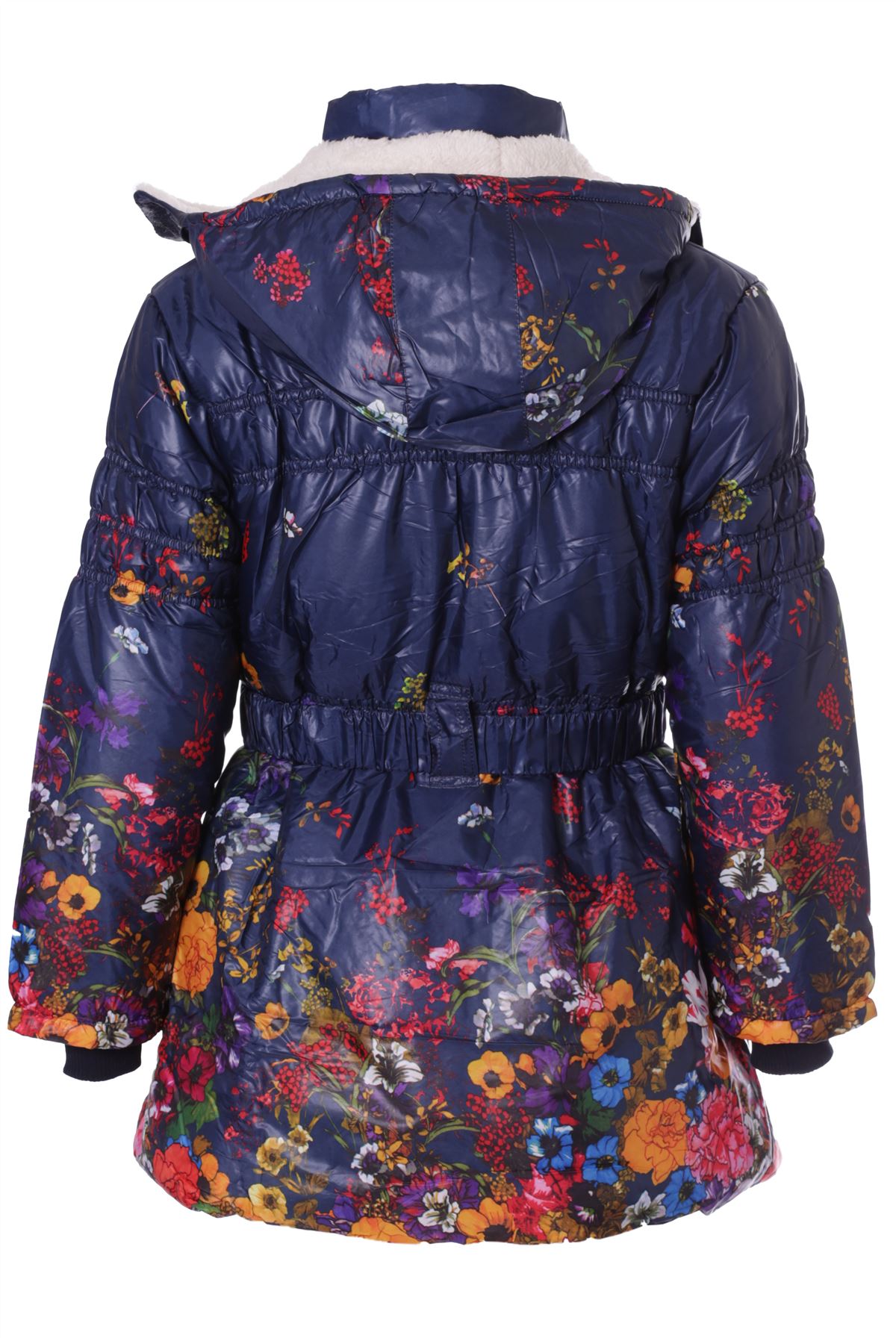 Girls Kids Floral Quilted Padded Fur Lined Belted Winter Coat Jacket eBay