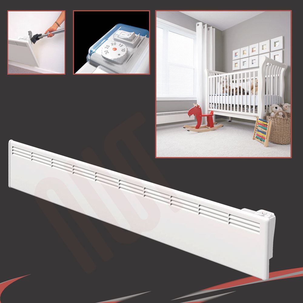 BEHA 1000W White Electric Convector Skirting Wall Mounted Panel Heater