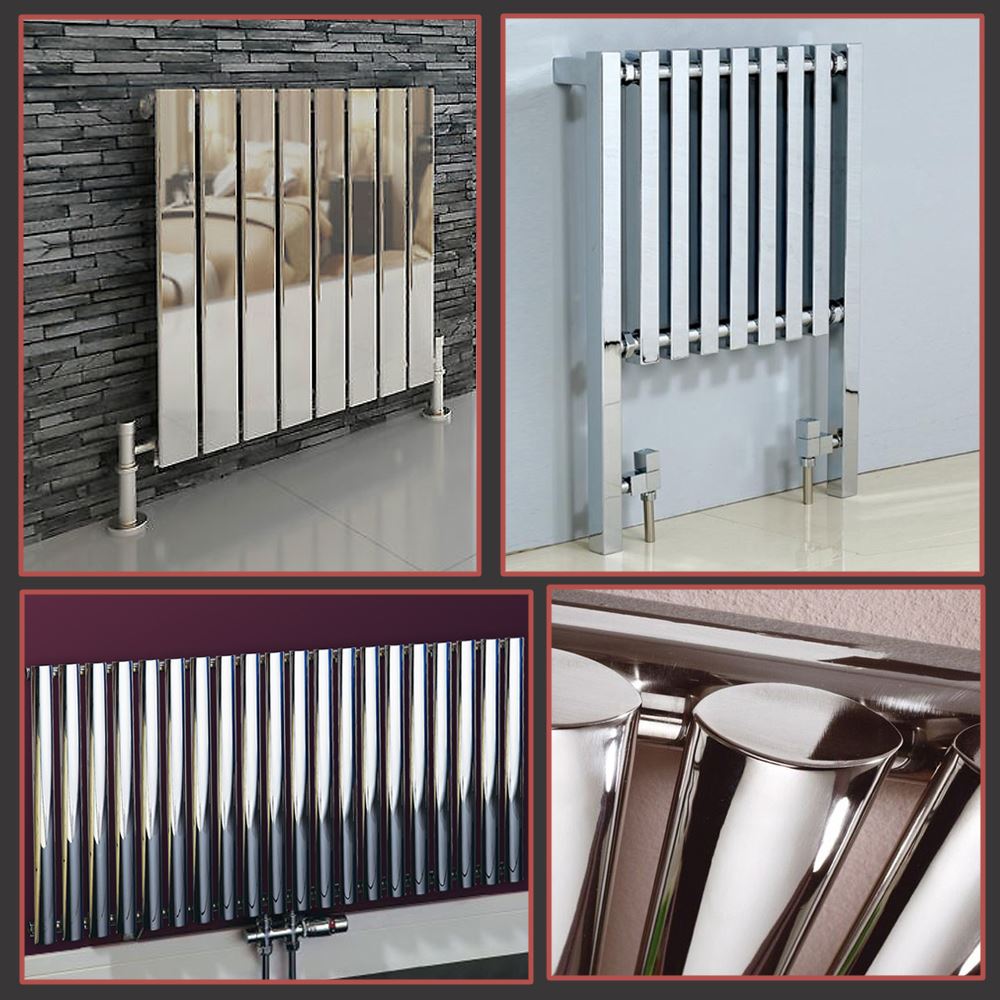 Horizontal Chrome Designer Radiators Oval Tube Flat Panel Central