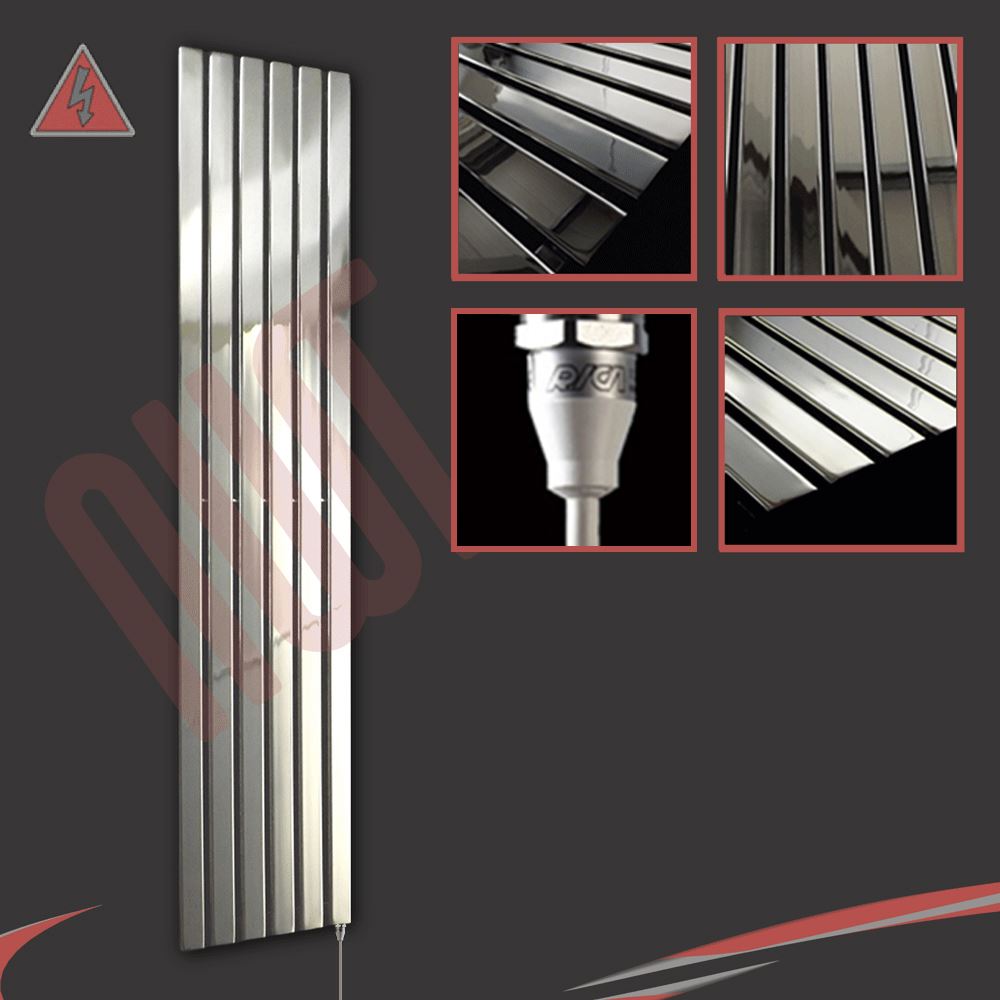 "Corwen" Chrome Electric Prefilled Vertical Panel Radiators + Heating