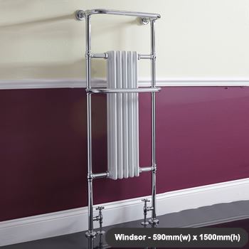 HIGH BTUs! Traditional Designer Chrome Heated Towel Rails, Bathroom ...
