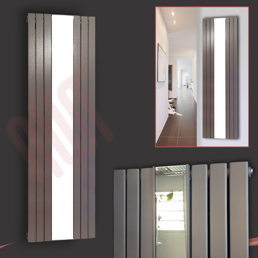 VerticalDesignerMirrorRadiatorsOvalFlatTubeChromeWhiteBlack