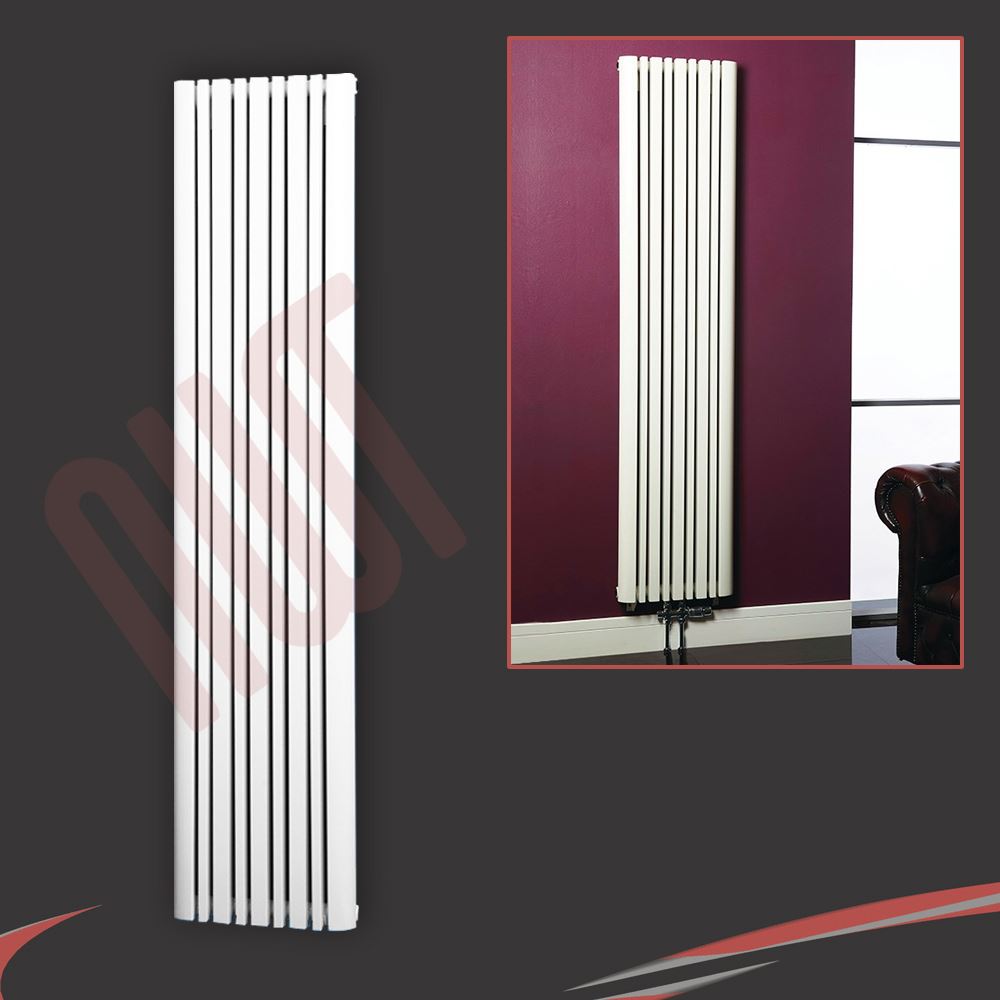 Vertical White Designer Radiators Oval Tube & Flat Panels, Steel or